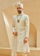 Lucknowi Work Sherwani In Off White Color